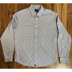 UNTUCKit Shirt Mens Medium White & Blue REGULAR Fit Wrinkle Free Dress Button Up